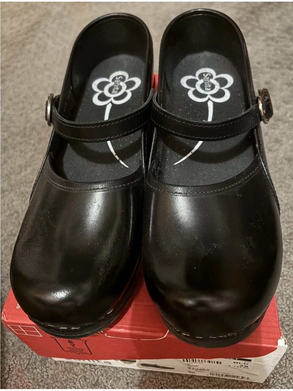 Sanita Black Mary Jane Clog with Buckle